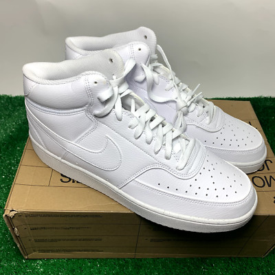 NIKE Men Court Vision Mid NN Shoes DN3577-100 White/White Leather Size 13