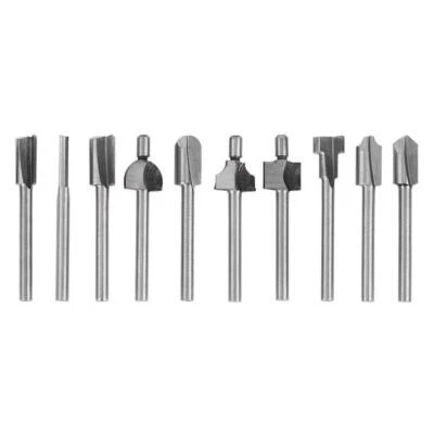 Gasea 10pcs 3mm 1/8 Shank HSS Router Bits Woodworking Tool Fits Dremel Rotary