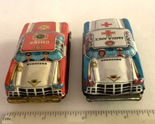 2 JAPAN 1960  s TIN LITHO FRICTION CHIEF AND AMBULANCE VEHICLES