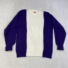 Vintage Dehen Knitting Co. Cheer Acrylic Purple White Crewneck Sweater Size 40