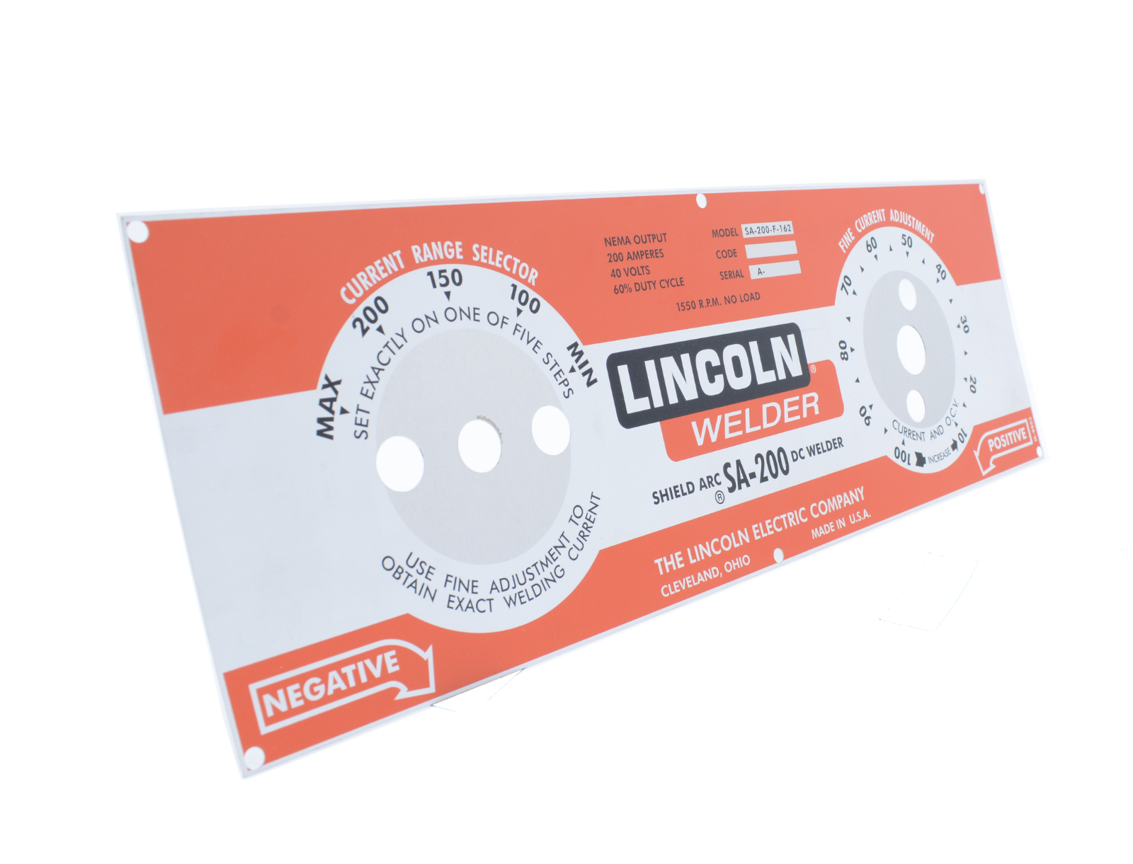 Lincoln Welder SA200 5 Position REDFACE NAMEPLATE M8803 eBay