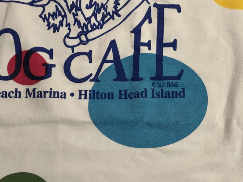 Hilton Head The Salty Dog Café 1987 De Colección Manta de Verano Arco Iris Lunares Foto 3 de 4
