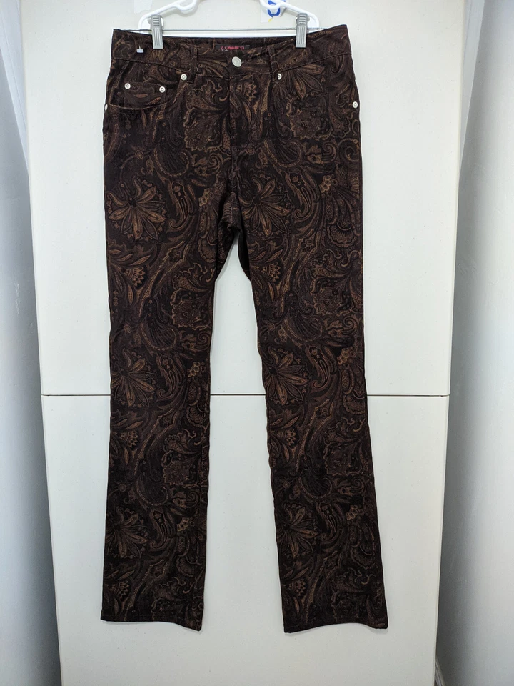 Pantalones Z Cavaricci Mujer Junior 7 Marrón Bota Delgada Recta Paisley AOP 90s Y2K Foto 2 de 4