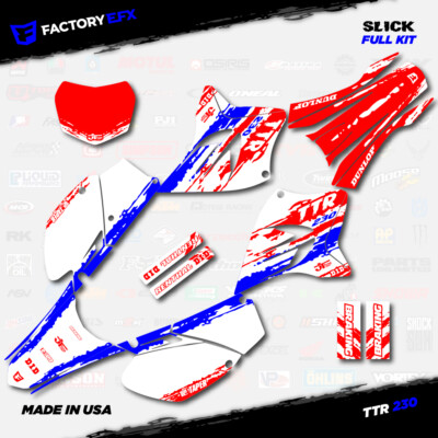 Fly Racing Ttr Graphics Red White Blue Slick Racing Graphics Kit fits 05-23 YAMAHA TTR230 TTR ...