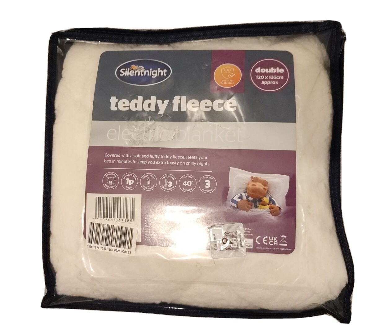 Silentnight Teddy Fleece Double Electric Blanket White for sale