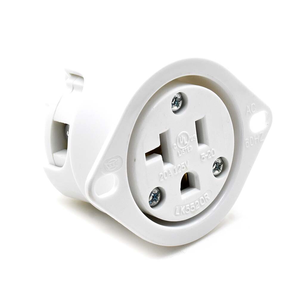 NEMA 5-20R 2 Pole 3 Wire 20A 125V Heavy Duty Standard Receptacle Flange Outlet