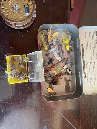 vintage fly fishing Rod, Reel, And Flies - Picture 14 of 18