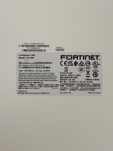 Fortinet FS-148F FortiSwitch 148F Ethernet Network Management Switch - Picture 6 of 8
