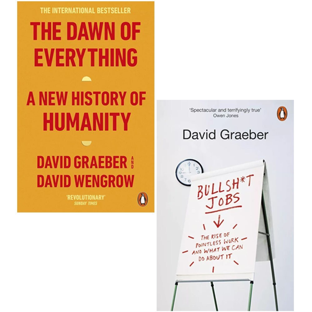 David Graeber 2 Books Set The Dawn of Everything, Bullshit Jobs Rise of Pointles
