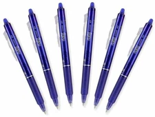 Pilot FriXion Clicker Erasable Gel Pens in Blue - Pack of 6 - NEW