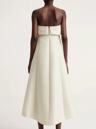 Toteme Wool Blended A-line Dress Strapless Sleeveless Midi Dress for Women - Picture 3 of 15