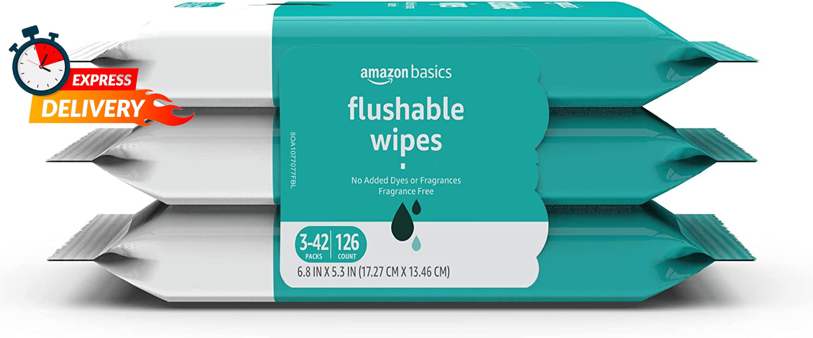 Amazon Basics Flushable Adult Toilet Wipes, Fragrance Free, 126 Count (3 Packs o