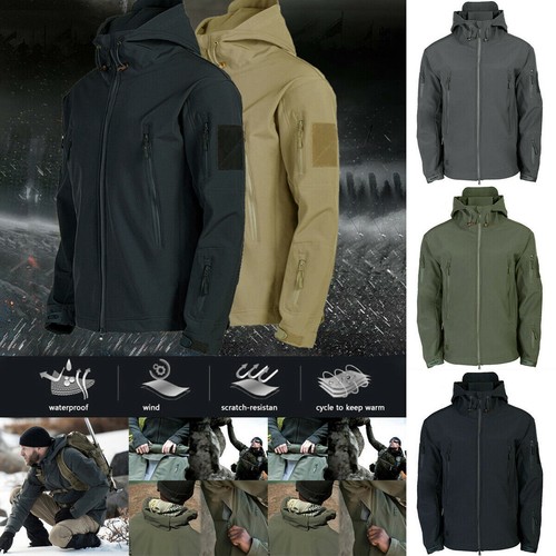 NEW Mens Combat Waterproof Jacket Warm Hooded Outdoor Tactical Coat