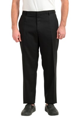 Pantaloni Casual Slim Fit Neri 100% Lana Hugo Boss Uomo 