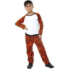Kids Tiger Print Pyjamas Costume For Girls Boys Age 5-13