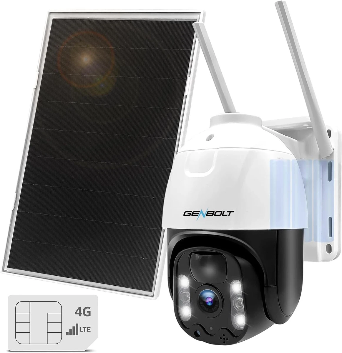 GENBOLT Solar 4G LTE Outdoor Wireless Camera 3MP Surveillance No