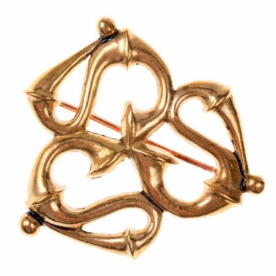 Römische Triquetra Fibel Brosche Gewandung Mittelalter LARP Bronze/Versilbert