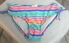 NWT CAT  JACK Youth Girl's Aqua Multi Stripe Bikini Bottoms Size Med 7/8 