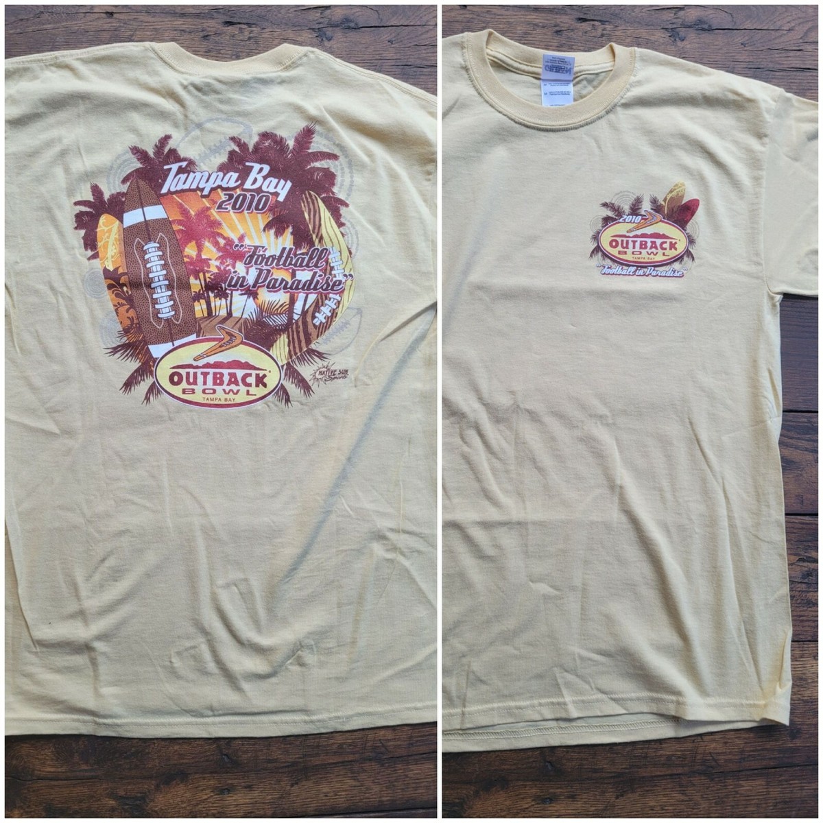 New Rare Outback Bowl Football in Paradise 2010 T Shirt Med M Tampa Bay