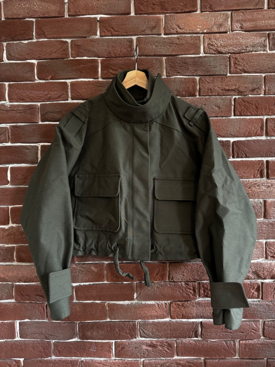 Vintage 90s Olive Military Jacket Workwear Cropped Boxy | eBay
