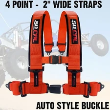 4 Point Off Road Harness 2" Belt Auto Style Buckle Push Button Release - ORANGE