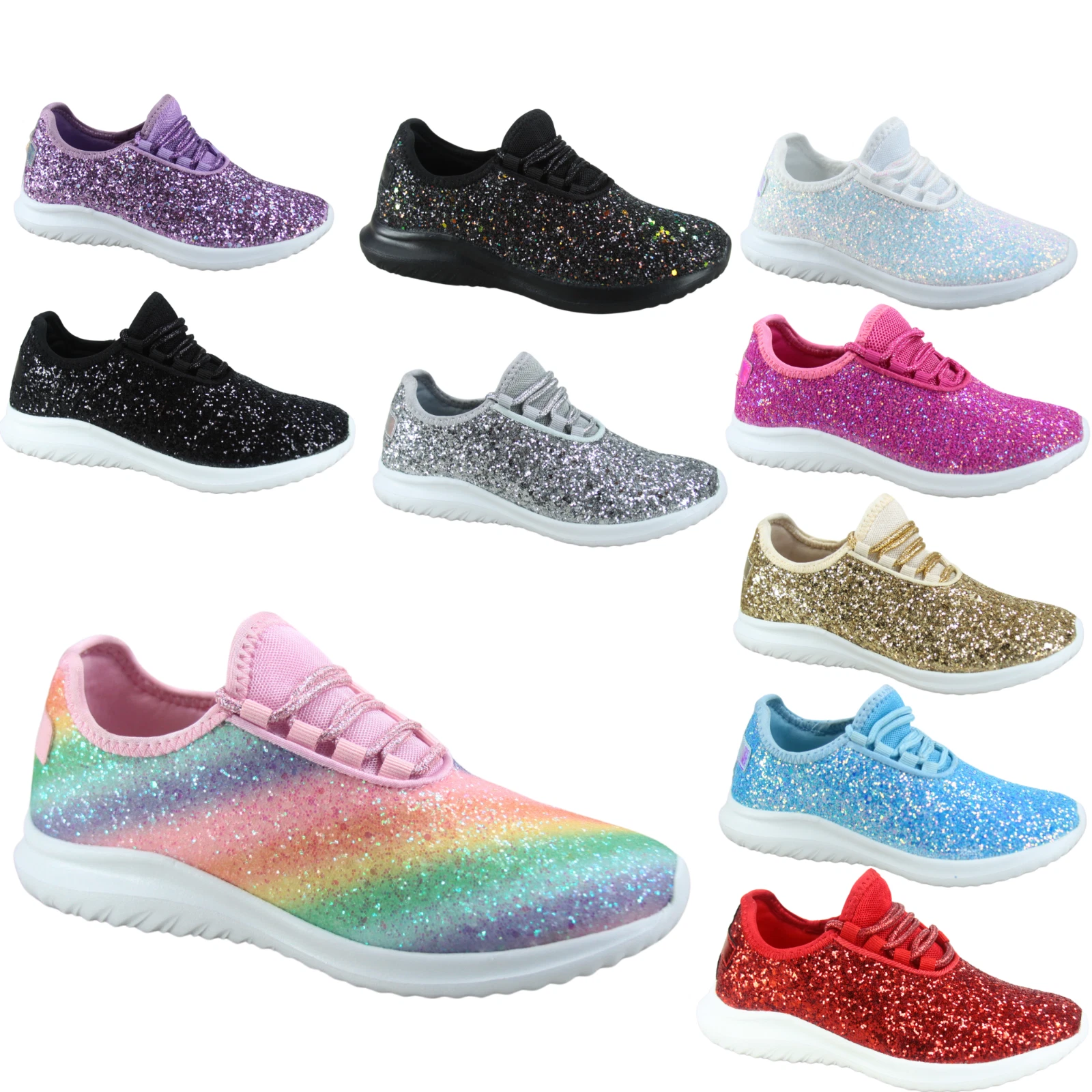 Women's Fashioin Glitter Sparkly Lightweight Metallic Tennis Sneaker Shoes NEW
Opens in a new window