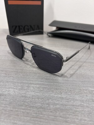 Ermenegildo Zegna Men's Sunglasses Gray Lenses Metal 56mm Luxury