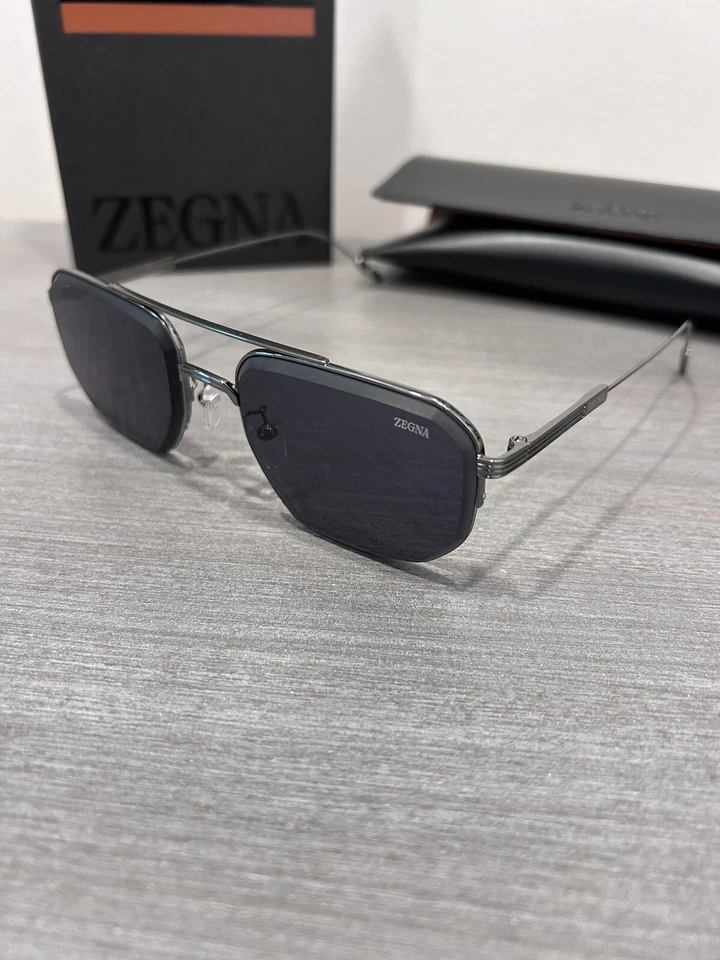 Ermenegildo Zegna Men’s Sunglasses Gray Lenses Metal 56mm Luxury EZ0228 - Image 2 of 4