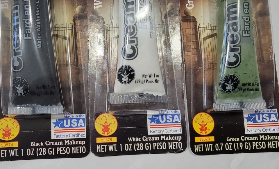 Rubíes Crema Maquillaje Halloween Cosplay Pintura Facial Negro Verde y Blanco Lote de 3 Foto 2 de 4