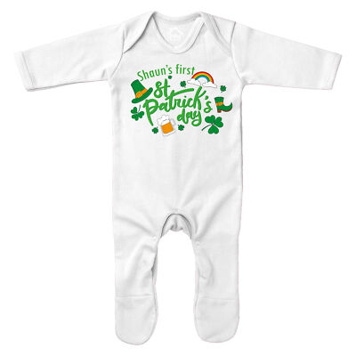 Baby Strampler mit individuellem Namen Erster Patricks Day personalisiert Patricks Geschenke