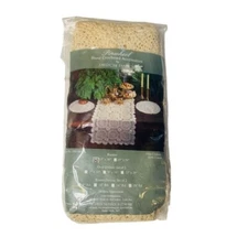 Amrose New Hand Crocheted Beige Pinwheel Table Runner 15" x 36" New 100% Cotton