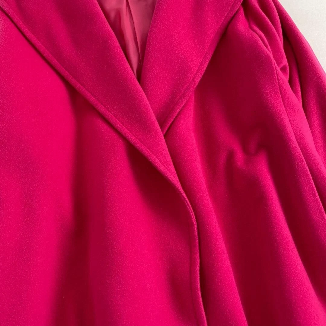 SAINT LAURENT (YSL) w2166 Cappotto Yves Saint Laurent Rosa Love Collar Collare a Scialle Molto Carino 