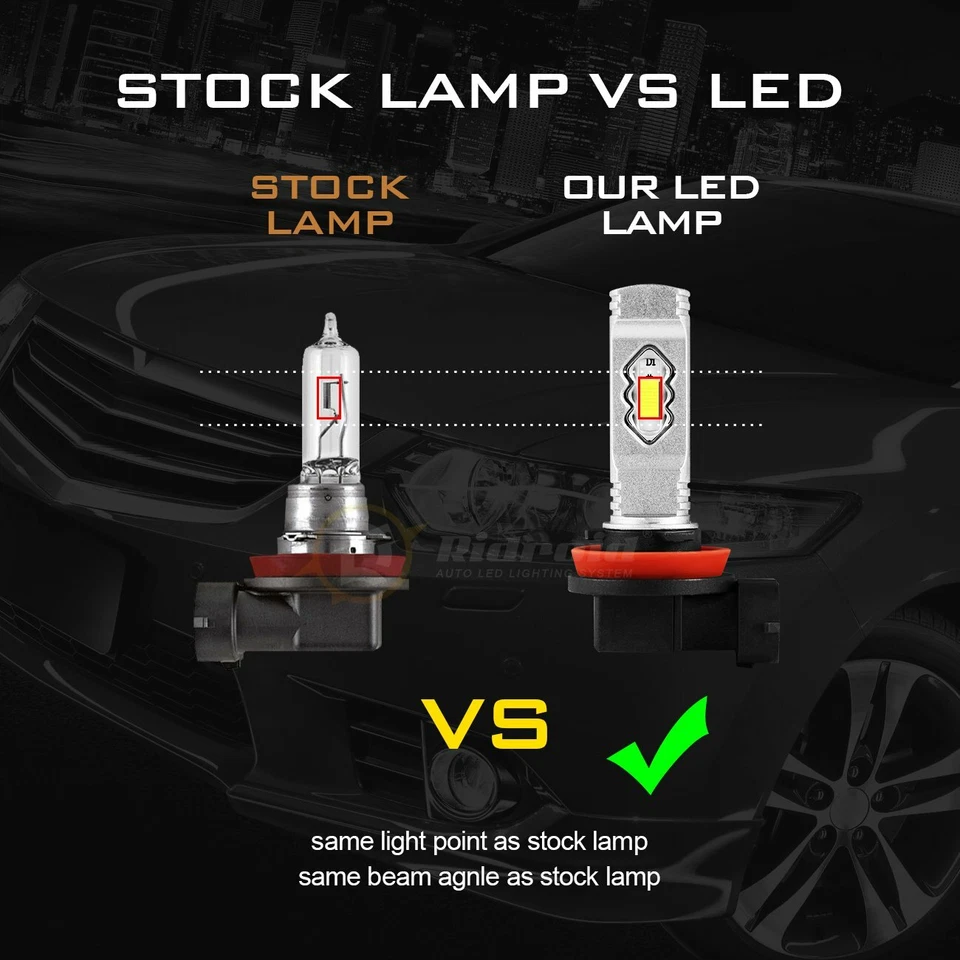 RIDROID Luz LED H11 H11LL Conducción Bombilla Antiniebla Lámpara 6000K Blanco Repuesto Foto 3 de 4