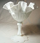Fenton White Milk Glass: COLONIAL ROSE: Compote: EXC: NR
