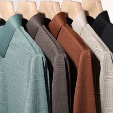 Men's Business Long Sleeved Shirt Solid Color Polo Shirt Fashionable