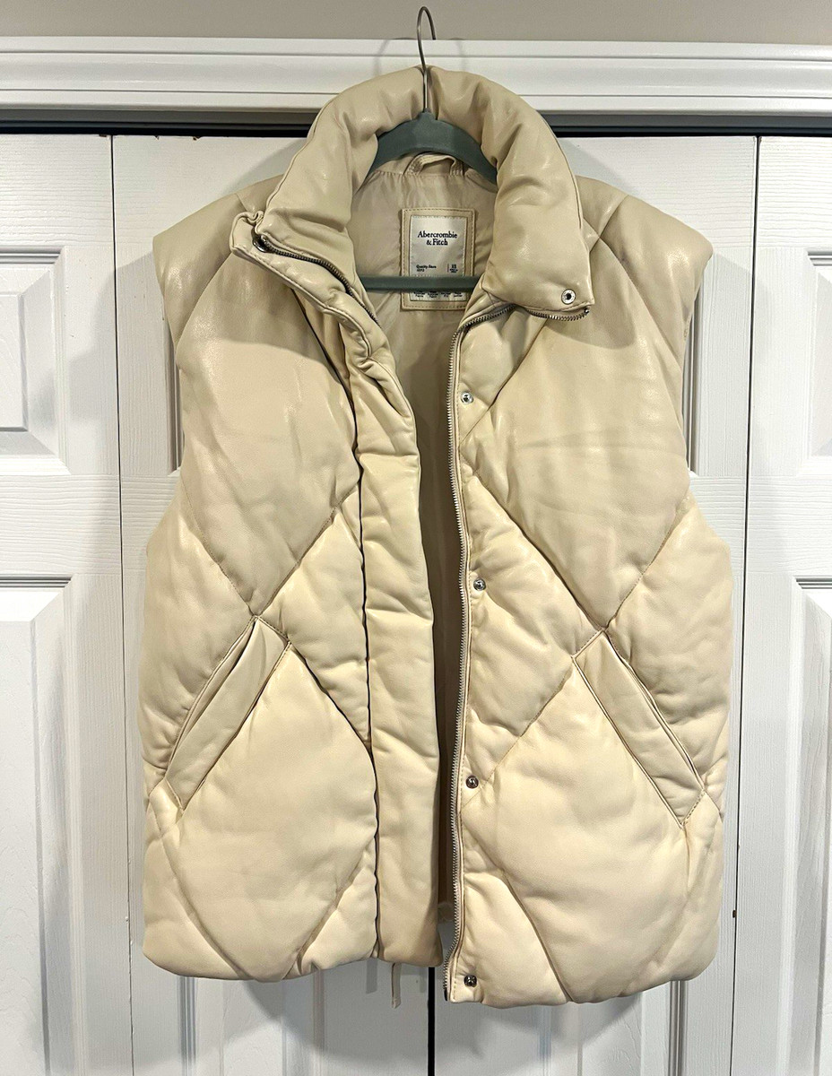 Abercrombie Cream Quilted Puffer Vest Womens XS/S $110 Retail