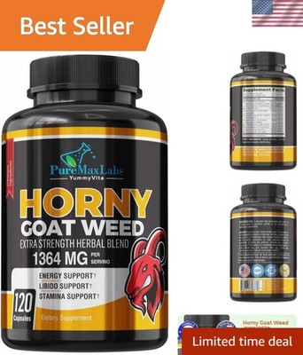 Horny Goat Weed Extra Strength Blend, 120 Capsules, w. Maca, Arginine, Ginsen...