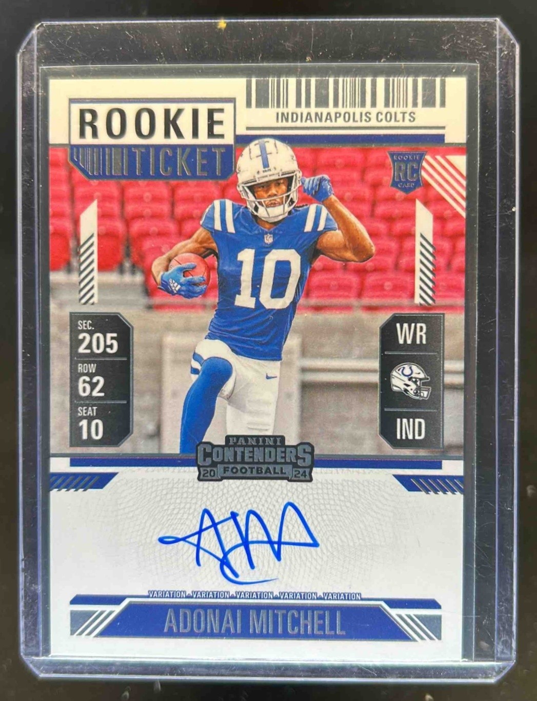 2024 Contenders Adonai Mitchell Rookie Ticket RPS Variation Auto RC VAR #108