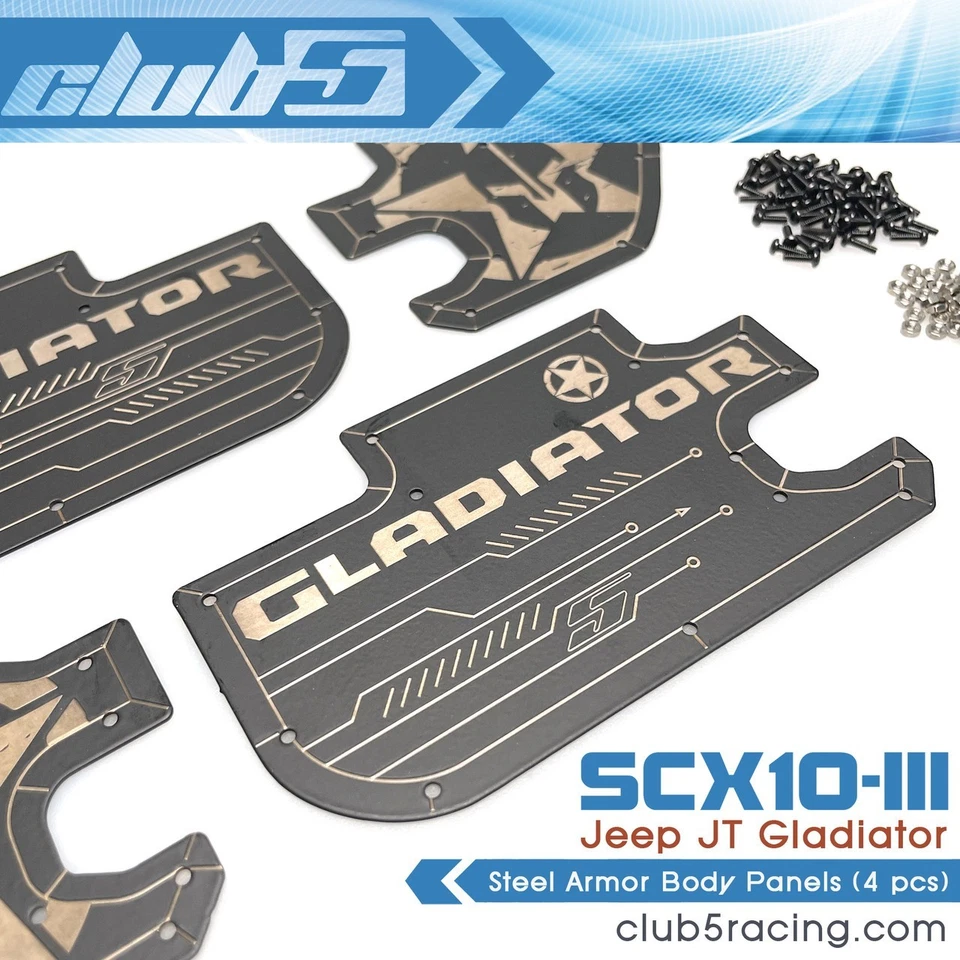Steel Armor Panels ( Side Doors ) for SCX10 III Jeep JT Gladiator ( 4 pcs ) - Image 2 of 4