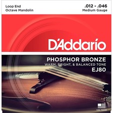 D'Addario EJ80 Octave Mandolin Strings, Medium, 12-46 Phosphor Bronze