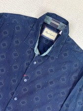 Robert Graham Shirt Mens XL Blue Tailored Fit Long Sleeve Pattern Contrast Cuffs