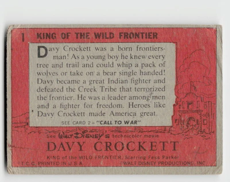 1956 Topps Davy Crockett Orange Back (R712-1) #1 King of the Wild Frontier - Image 2 of 2