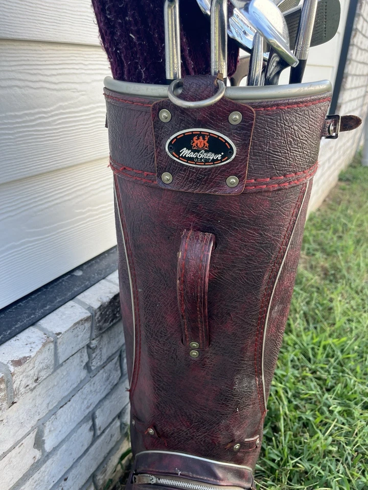 Vintage Lot of Power Bilt Golf Clubs With Leather MacGregor Golf Bag & Golf Ball - Image 2 of 4