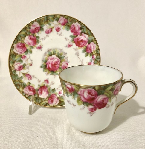 Antique Cauldon Demitasse Cup & Saucer Roses