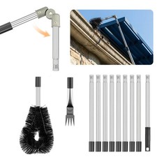 12Pc Gutter Cleaner 4M Telescopic Roof Gutter Cleaning Tools Kit with Adjustable