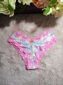 Victoria's Secret Sexy Little Things Cheeky Bright Logo Lace Insert Large Rare 