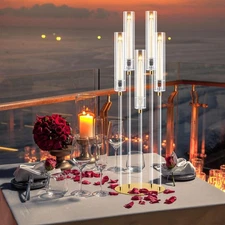 8pcs Acrylic Candelabra Set 42" Tall with Lampshades for Wedding Party Decor--