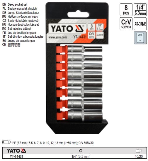 "Yato Werkzeug Satz Sortiment Werkzeugkasten 1/4\" Auf Leiste Typ2 8-Tlg YT-14431"-image