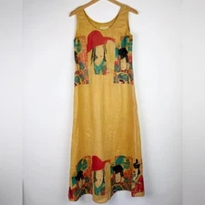 Citron Santa Monica Vintage Asian Printed Linen Dress