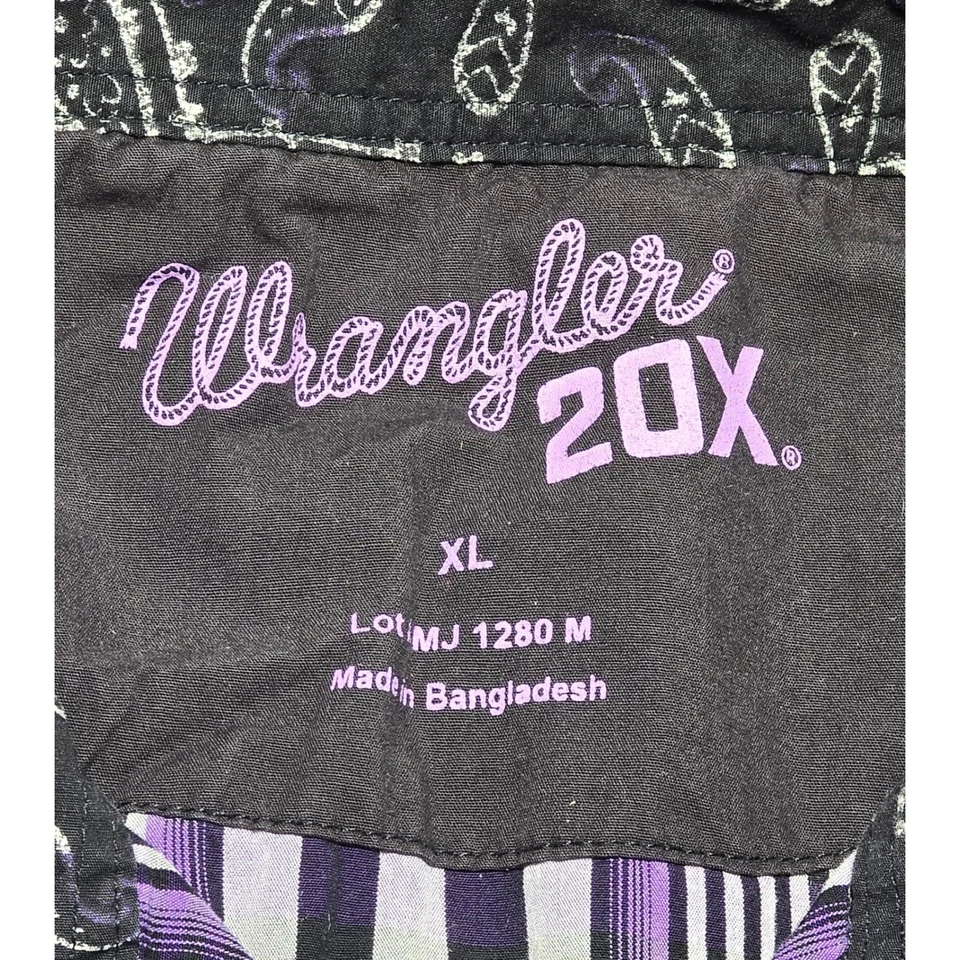 Wrangler 20X Men's XL Long Sleeve Western Pearl Snap Striped Shirt - Image 3 of 4